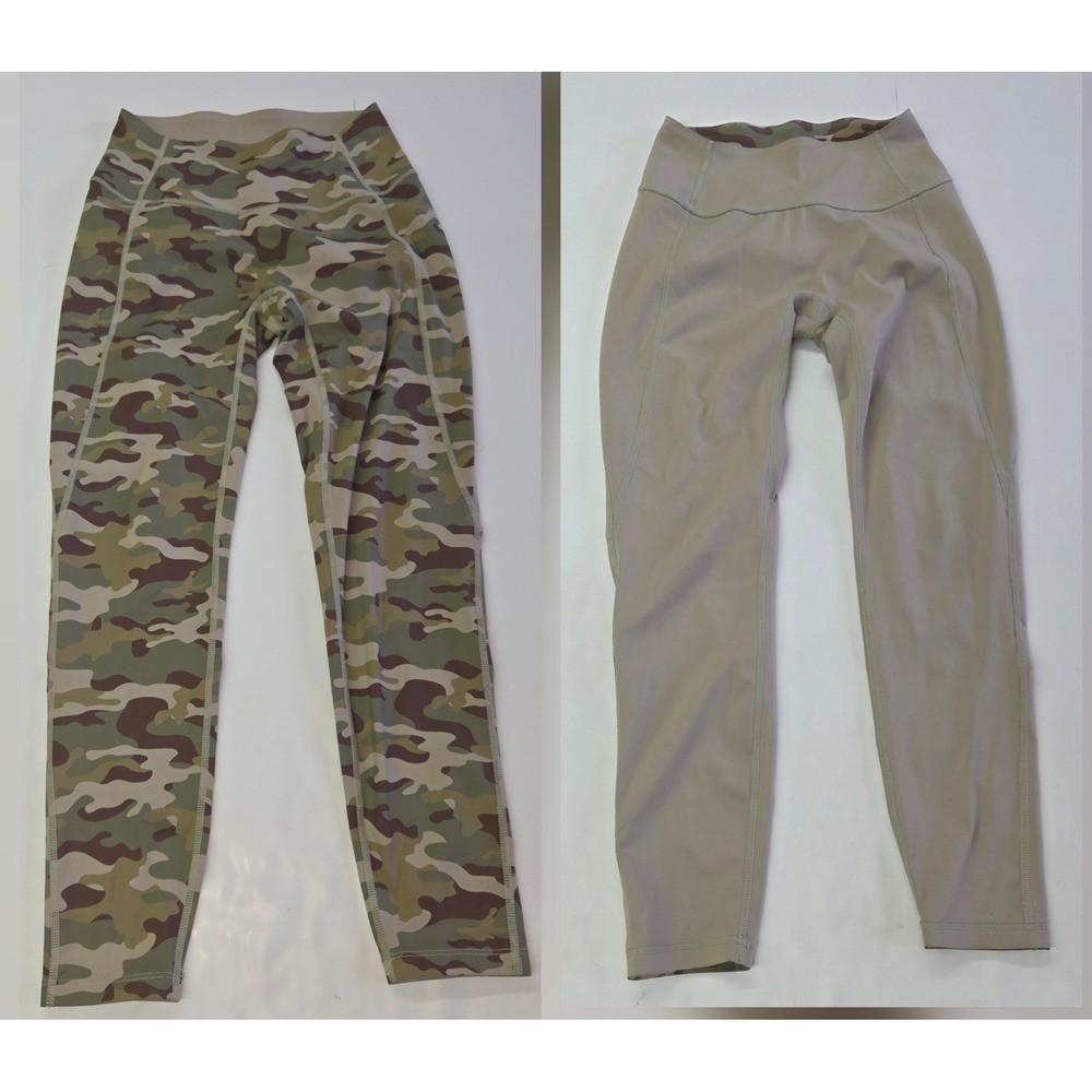 1st Phorm Reversible Camo Leggings Womens Small Green Tan High‎ Rise Activewear